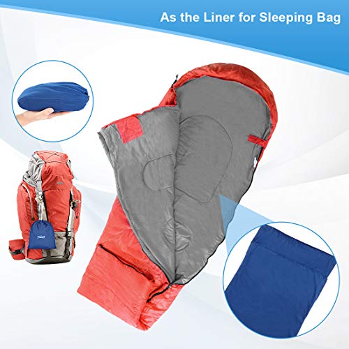 Sleeping Bag Cotton Liner, Lightweight Travel Sheet Adult, Camping Sleep Bag with Zipper and Storage Package for Travel, Hotel, Outdoors, Backpacking, Business or Home