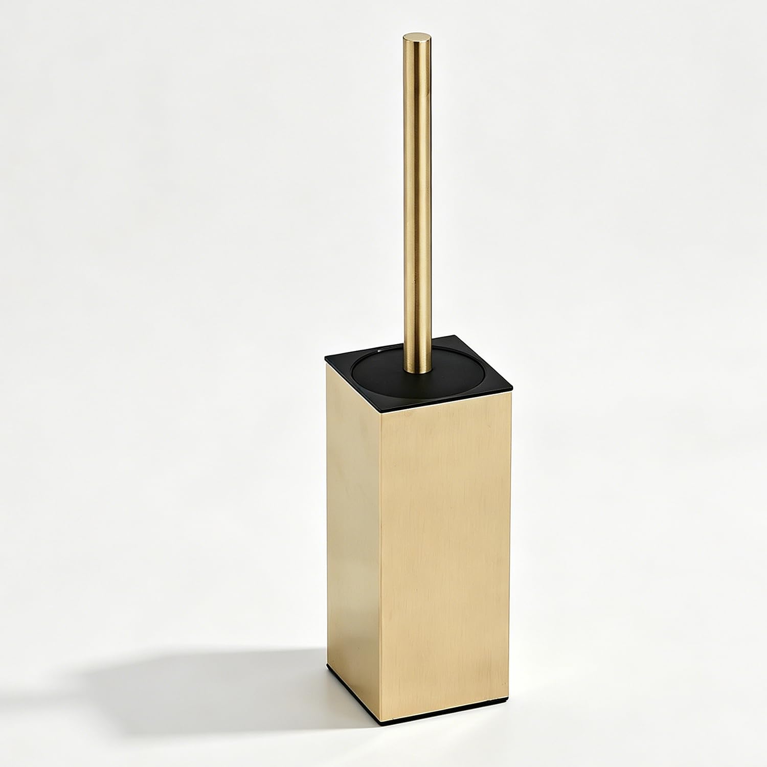 Toilet Brush and Holder Set, NEWRAIN Stainless Steel Toilet Brush with Long Brush Handle, Toilet Scrubber and Covered Holder, Square Design Sturdy and Space Saving, Covered Brush