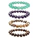 Top Plaza Semi-Precious Gemstones Healing Power Crystal Stretch Beaded Bracelet (Amethyst/Tiger Eye Stone/Green Aventurine/Crazy Agate)