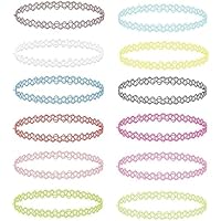 RAROUYI Juego de 12 collares de tatuajes 90s Accesorios 80s