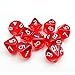 Bescon Polyhedral 10 Sides Dice with Number 1-10, Red Transparent 10 Sided Dice, 10 Sides Cube 1-10, 10pcs Set