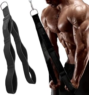 Shop-UP! Cuerda para herramientas de gimnasio de culturismo, acolchada, para tríceps, mayor agarre, para dorsales, con tres medidas, varios colores (negro)