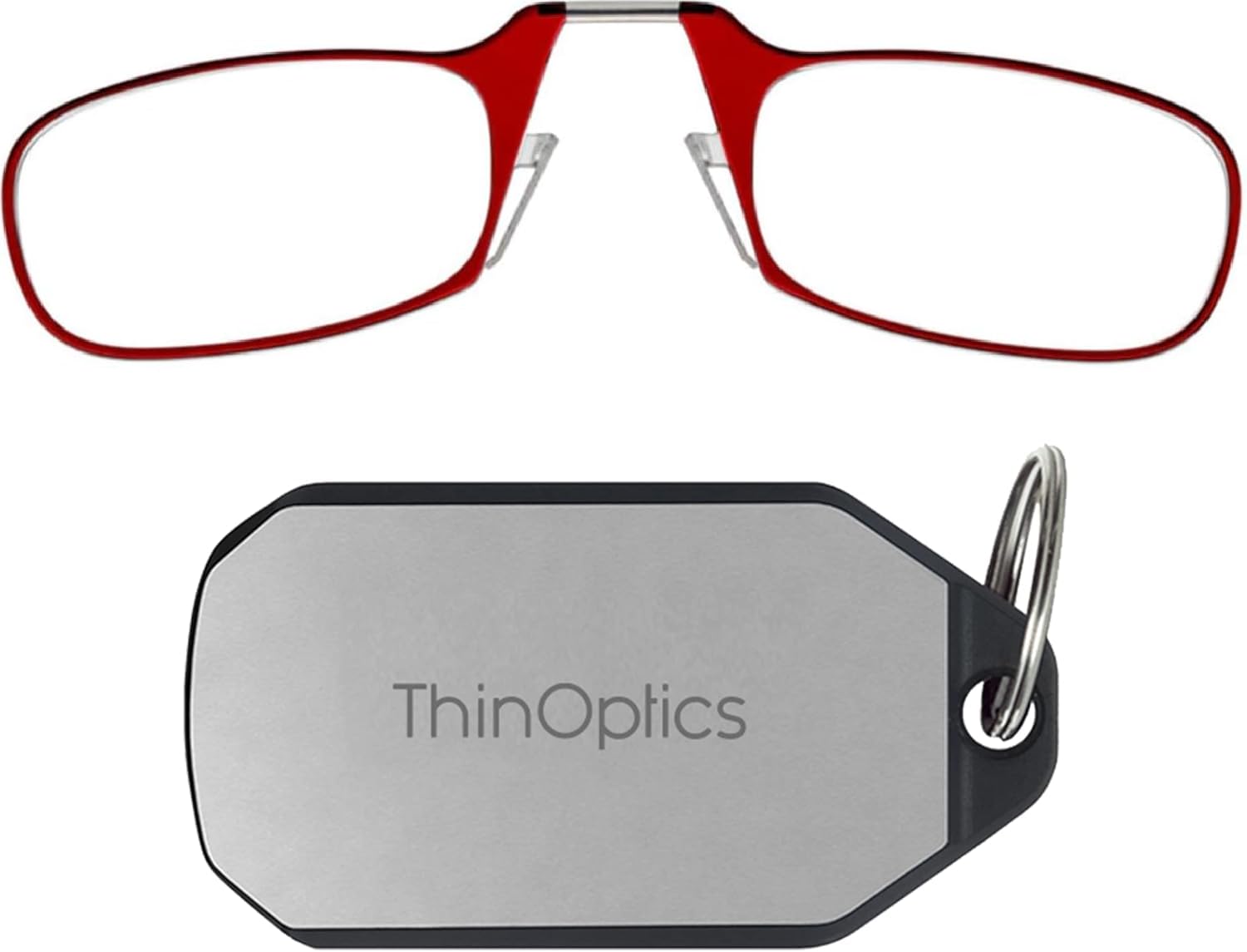 ThinOptics Reading Glasses With Keychain Case - Compact Foldable Rectangular Glasses - Clip-on Nose - 1.00 1.50 2.00 2.50 Strength With Flex-Fit Technology