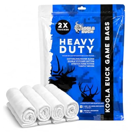 Koola Buck Premium Heavy-Duty Reusable Hunting Game/Meat Bags - 4-Pack XL Quarter Bags (60") - Wild Game: Deer, Elk, Moose, Caribou, Antelope & Hogs