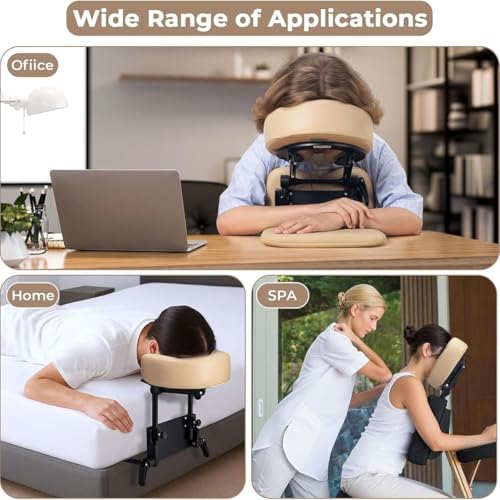 Kit de masaje de cuna portátil 3 en 1 beige con reposacabezas ajustable para mesa y hogar 7