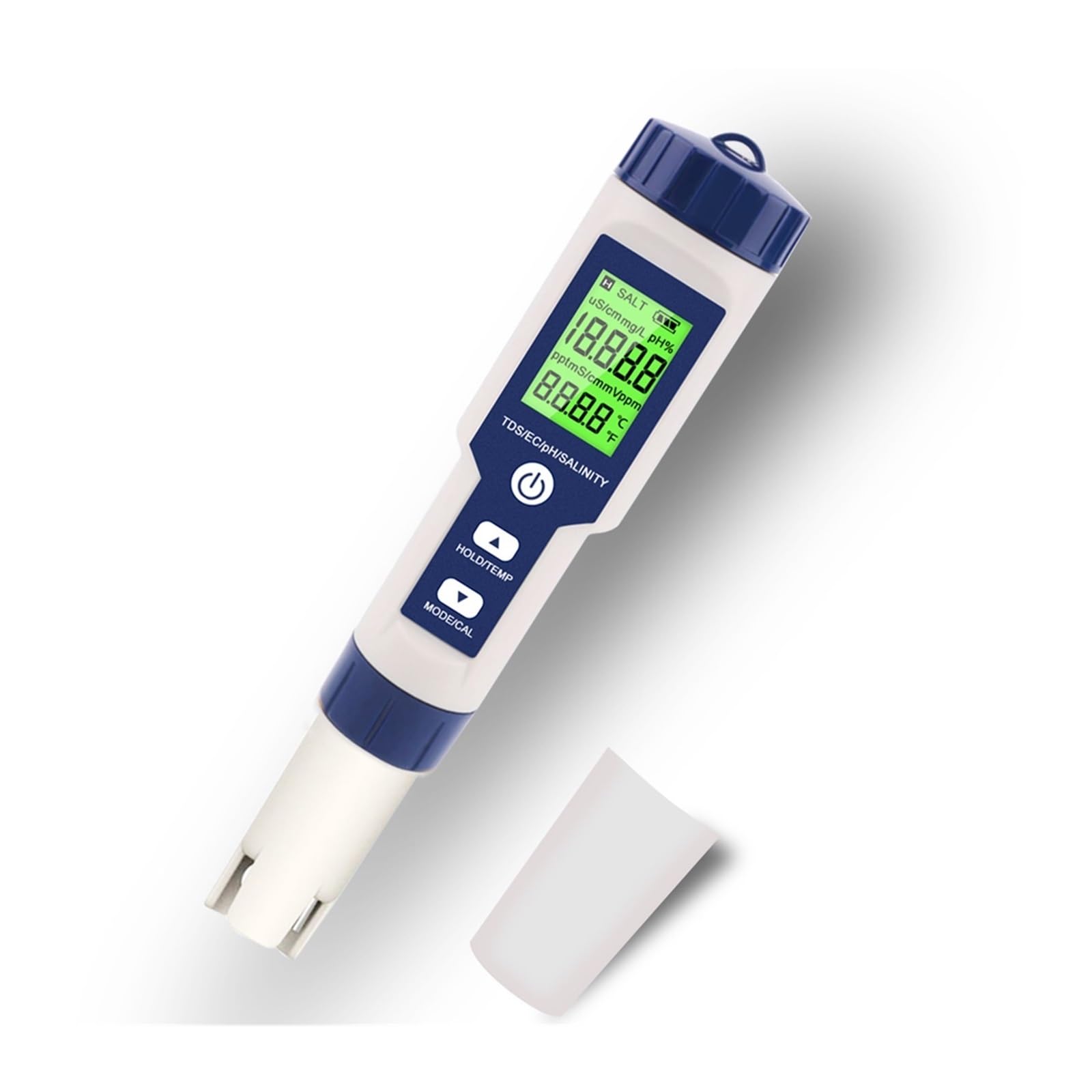 Kit per l'analisi dell'Acqua, Tester di qualità Acqua 5 in 1 LCD Digitale PH/TDS/EC/Sale/Temp Misuratore Ez 9909 Monitor for Piscine Acqua Potabile Acquari