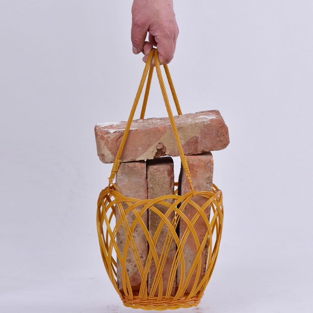 Zerodeko Wine Basket Set of 4 Vintage Imitation Rattan Woven Wine Bottle Holder with Wire Reinforced Handle Retro Storage Basket for Home Entertaining Party Decor Gift Giving 10.23 X 3.74 X 3.74 in image 3
