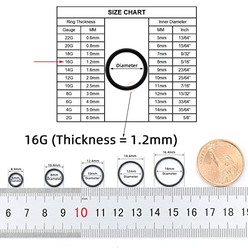 Surgical Steel Hinged Nose Rings Hoop 20G 18G 16G 14G,6Mm 7Mm 8Mm 9Mm 10Mm 12Mm 14Mm, Black Silver Gold,Clicker Septum Helix Lip Ear Lobe Cartilage Rook Body Piercing Jewelry Segment Nose Ring Earrings #TOP5