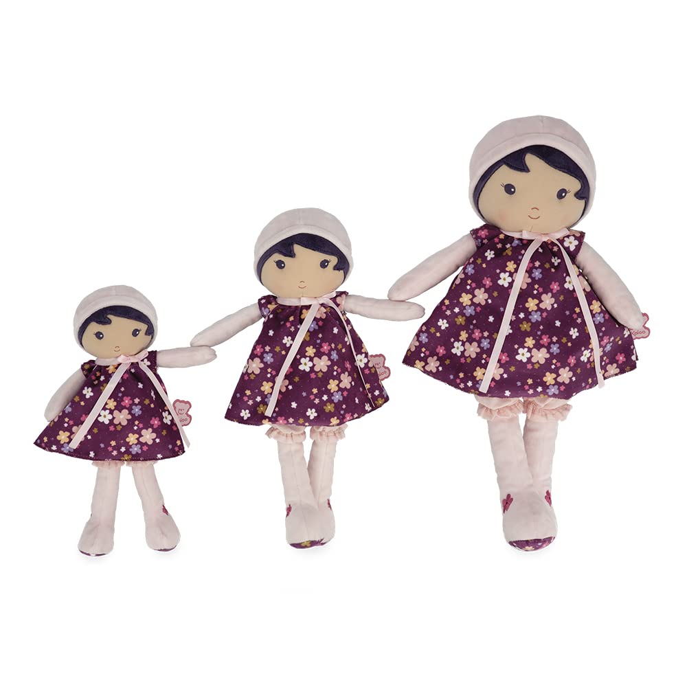 KALOO - Tendresse - Mijn Eerste stoffen pop Naomie - 25 cm grote pop - gele jurk - geschenkdoos en gepersonaliseerde band - vanaf de geboorte, K200008