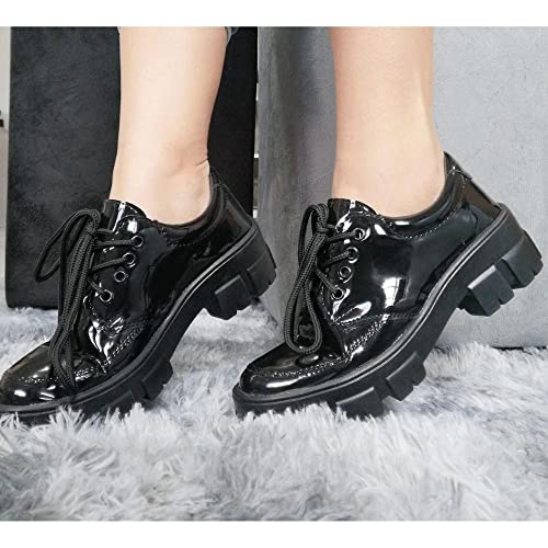 Sapato Plataforma Feminino Oxford Verniz GUGI 402ES Cor:Preto;Tamanho:37;Gênero:Feminino