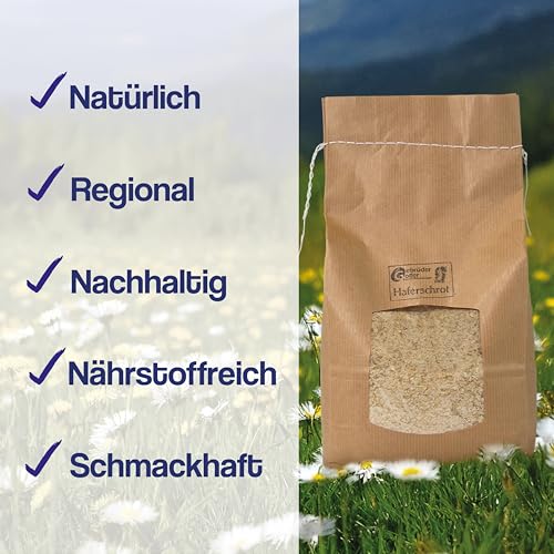 Gebrüder Goller 25kg Haferschrot – Hochwertiges Pferdefutter, Geschroteter Hafer für Pferde, Kraftfutter & Walzhafer Futtermittel - 100% Natur aus direkt aus Bayern
