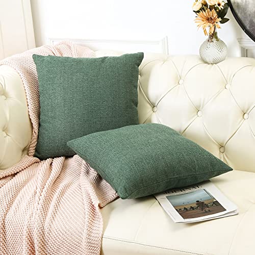 Shanluo Throw Pillow Covers 24X24 - Decorative Pillows For Couch Set Of 2 Rustic Burlap Linen Cushion Cover Large Accent Pillowcase For Bedding, Home Decor, Sofa, Bed Outdoor Farmhouse Fall Green #TOP2