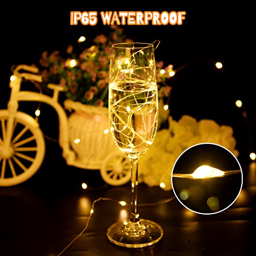 Cshare Led-lichtsnoer, 2 m, 20 micro-leds, koperdraad, werkt op batterijen, waterdichte verlichting voor feestjes, tuin, Kerstmis, Halloween, bruiloft, verlichting, kamerdecoratie (warm wit) - Image 4