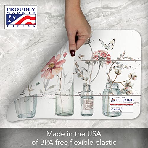 Counterart Country Weekend 4 Pack Reversible Easy Care Flexible Plastic Placemat Made In The Usa Bpa Free, Easily Wipes Clean #TOP2