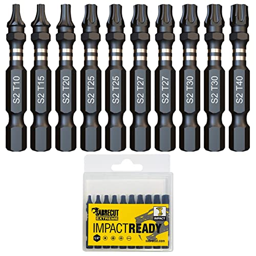 Puntas SabreCut SCTKA10 - Juego de puntas para destornillador de impacto (50 mm, T10, T15, T20, T27, T30, T40, Torx 10, 15, 20, 27,...