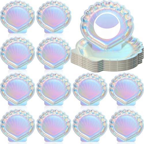 txuzong 16 Stück Muschelförmige Pappteller Bunt (19x18 cm) -...