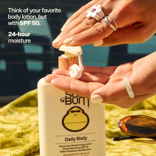 Sun Bum Daily SPF 50 Sunscreen Body Lotion - Broad Spectrum Moisturizing Sunscreen with Vitamin E - Vegan and Hawaii 104 Act Compliant (Without Octinoxate & Oxybenzone) - Dermatologist Tested - 8 oz 2