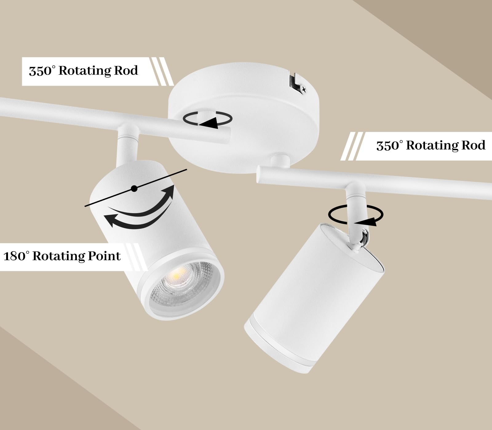GeyouLux LED Ceiling Spotlights 4 Way, Modern GU10 Spotlights, Aluminium 350°+180° Rotatable Ceiling Spots - Image 2