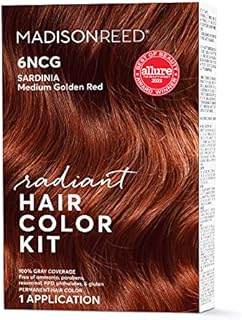 Madison Reed Radiant Hair Color Kit, Permanent Hair Dye, 100% Gray Coverage, Ammonia-Free, Sardinia Red 6NCG Medium Amaretto Red, Pack of 1