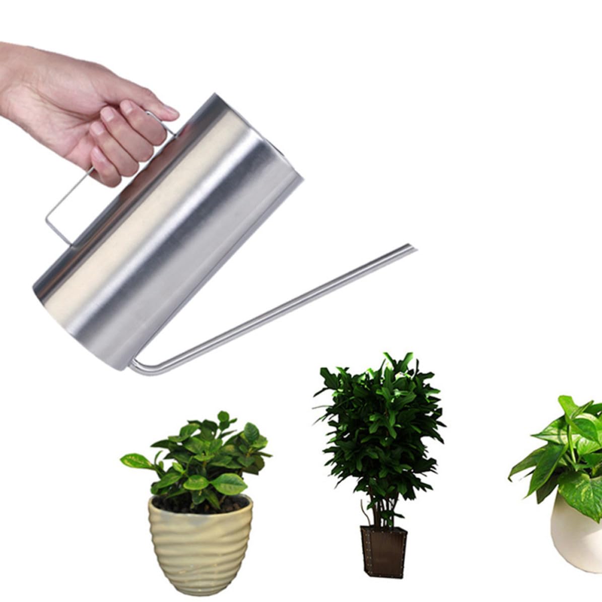 Edelstahl Gießkanne 1500ml für Blumen und Pflanzen, Silber