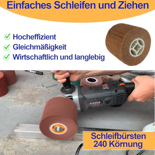 Schleifwalze Bürste,Nylonbürste, Schleifhülsen für Schleifroller Satiniermaschine ,Körnung 240,Satinierwalze für Holz & Metall Oberfläche Polieren- Ø120x100mm