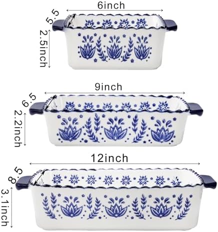 SOUJOY 3 Pack Porcelain Bakeware Set, Rectangular Baking Dishes, Lasagna Pan for Cooking, Kitchen, Casserole Dishes, Cake Dinner, Banquet and Daily Use - Thumbnail 5