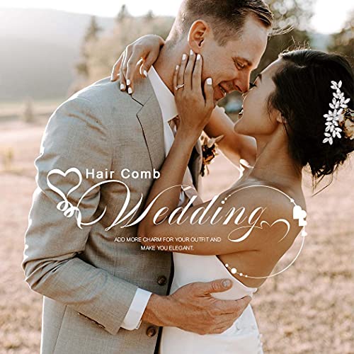 Latious Crystal Bride Wedding Hair Comb Silver Pearl Bridal Hair Clip Blue Rhinestone Hair Piece Gem Hair Accessories For Women And Girls #TOP6