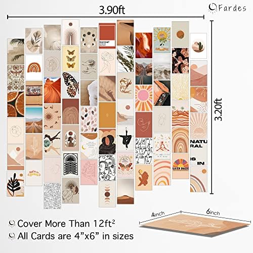 Fardes Aesthetic Boho Decor, 70pcs Boho Posters for Bedroom Aesthetic, Wall Collage Kit Aesthetic Pictures for Boho Bedroom Decor, Prints for Boho Room Decor for Teen Girls and Women, Boho Wall Decor