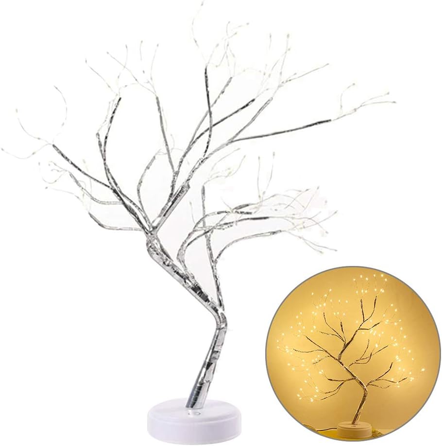 Lámpara de árbol LED, 108 LED Lámpara de árbol de bonsai de escritorio, Blanco cálido, Lámpara de árbol artificial operada por batería/USB, Decoración perfecta para dormitorio, fiesta, festival