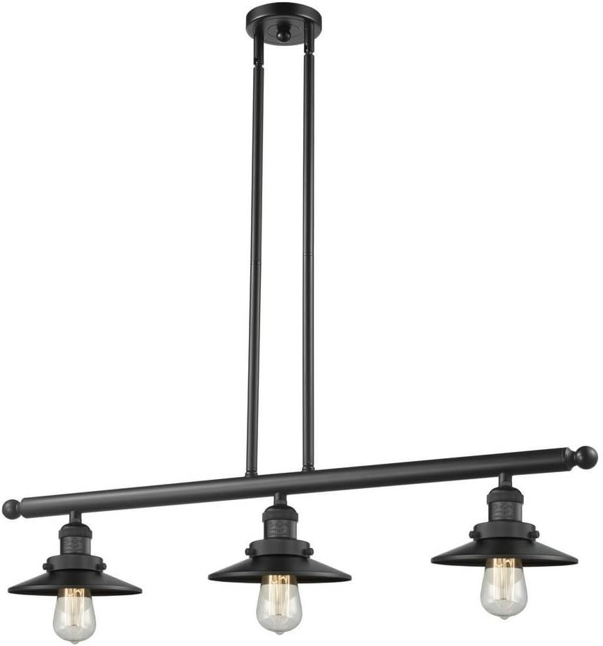 Innovations 213-BK-M6 Transitional Three Light Island Pendant from Franklin Restoration Collection in Black Finish, 6.00 inches