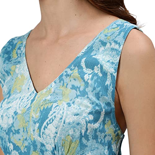 Image of Ishin Women's Midi Georgette Printed Bohemian Blue Fit and Flare Dress