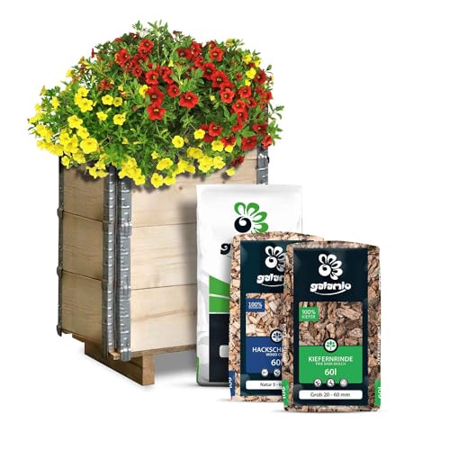 GALAMIO Hochbeet Gartentraum Palettenhochbeet Frühbeet Anzuchtbeet Gartenbeet Pflanzkübel Pflanzkasten Blumenkübel Blumenkasten 1x Komplettset / 1 Palette Paligo