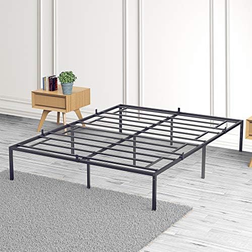 Alkmaar Queen Size Bed Frame,14 Inch Black Metal Queen Bed Frame,No Box Spring Needed Queen Size Platform Bed Frame