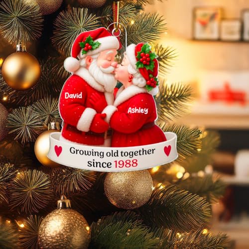 Personalized Santa Couple Acrylic Ornament – Customizable 3D-Effect Christmas Decoration for Lasting Love – First Christmas Together Gift Keepsake - Image 4