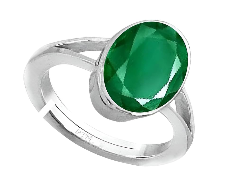 ptm Emerald/Panna 3.25 Ratti or 3 Carat Astrological Certified Gemstone Pure Sterling Silver/925 bis Hallmark Adjustable Ring for Men & Women - fba3325-picture-12