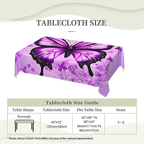 Nappe rectangulaire motif papillon violet 137x183 cm imperméable