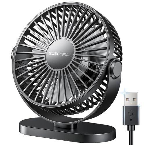 SWEETFULL USB Desk Fan Small Quiet - 3 Speeds Mini
