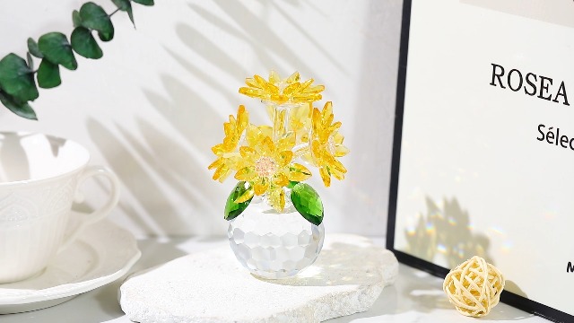 Amazon.com: Ornalrist Crystal Yellow Daisy Flower Figurine, Glass
