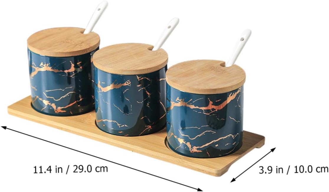 1set Ceramic Seasoning Jar Kitchen Storage Containers with Lid Spoon High-temperature Resistant Spice Canisters for Condiments Oils and Snacks