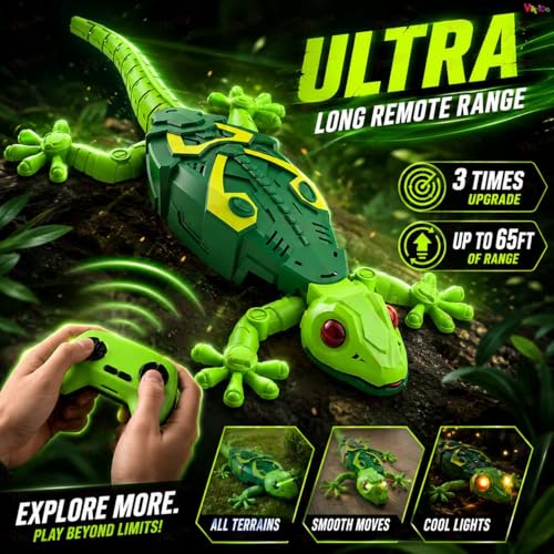 Image of VikriDA Wall Climbing RC Toy with Remote Control, Rechargeable Creepy Crawler Climbs Walls & Ceilings, Glowing Eyes Prank Toy for Kids Boys Girls Birthday Gift (Green)