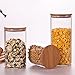 Newerlives Air Tight Storage Jar, Glass Storage Tank with a Natural Bamboo Lid, 450 ML, 650 ML, 950 ML (Bamboo, 650ML)