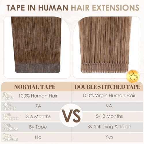 Elailite 20 Pcs Tape in Hair Extensions Real Human Hair - Image 4