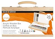 Neatly Presented within a wooden box with carry handle Includes 14 x bright bold, highly pigmented Simply acrylic colours. Introduction to painting with acrylics for beginner or amateur artists. Colours made in the UK Contains: 14x 12ml Acrylic paint...