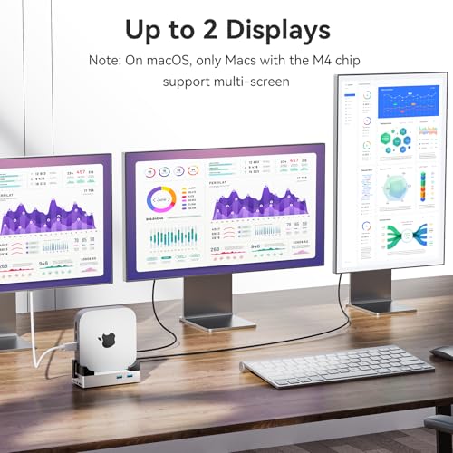 Image of Mac mini M4 Dock, 40Gbps Docking Station Stand with 8TB M.2 NVMe SSD Enclosure, Dual HDMI 4K@60Hz, 4xUSB-A (10Gbps), 2xUSB-A 2.0, PD30W, Wi-Fi Friendly Design, USB Hub for Mac mini M4&M4 Pro