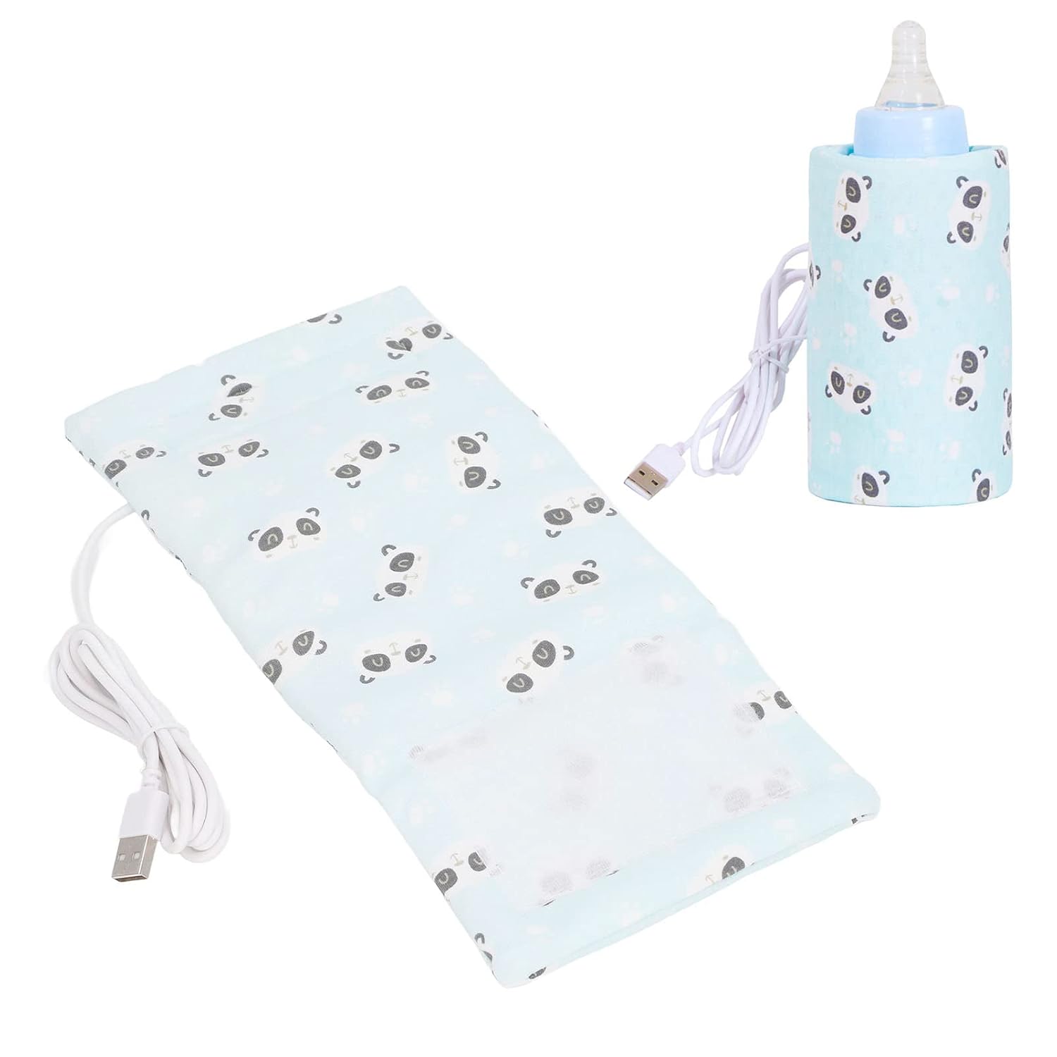 USB Baby Bottle Warmer Bag Portable Travel Bottle Warmer with Fast Heating & Detachable USB Power, Compact 5.4 x 11.2 in Milk Warmer for On-the-Go Parents