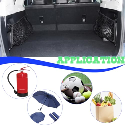 NARATI Compatible with Subaru Forester Accessories Automotive Elastic Trunk Mesh Cargo Net Premium Trunk Organizer Storage Luggage Left and Right Side Net SUV Car Organizer 2PCS+6 Hooks