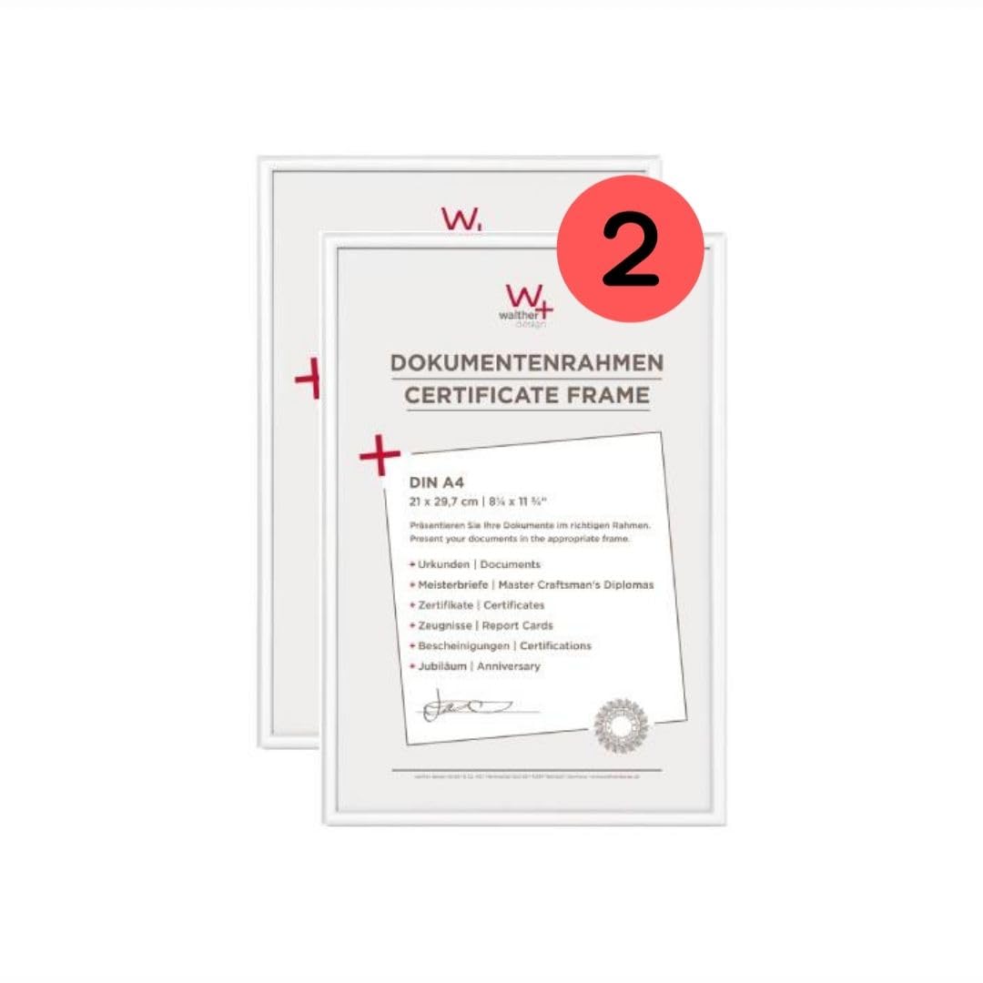 walther design Bilderrahmen weiss 21 x 29,7 cm (DIN A4) Doppelpack, New Lifestyle Kunststoffrahmen KV130WD