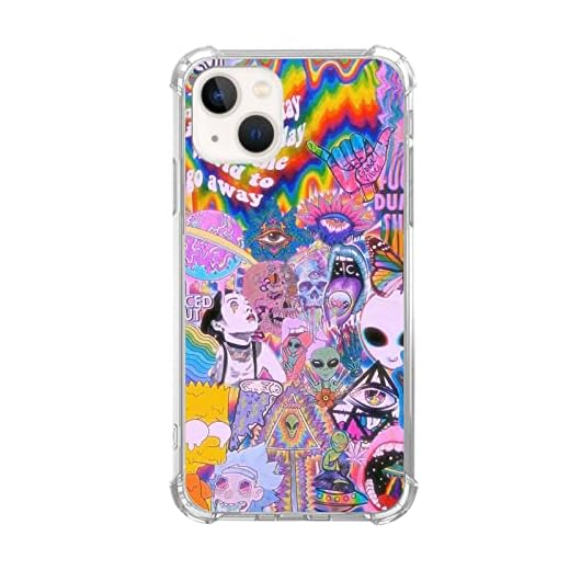 Pvflefkr Hippie Aesthetic Indie Psychedelic Case Compatible with iPhone 14 Plus, Aliens Trippy Eyes Case for iPhone 14 Plus, Cool TPU Bumper Case Cover