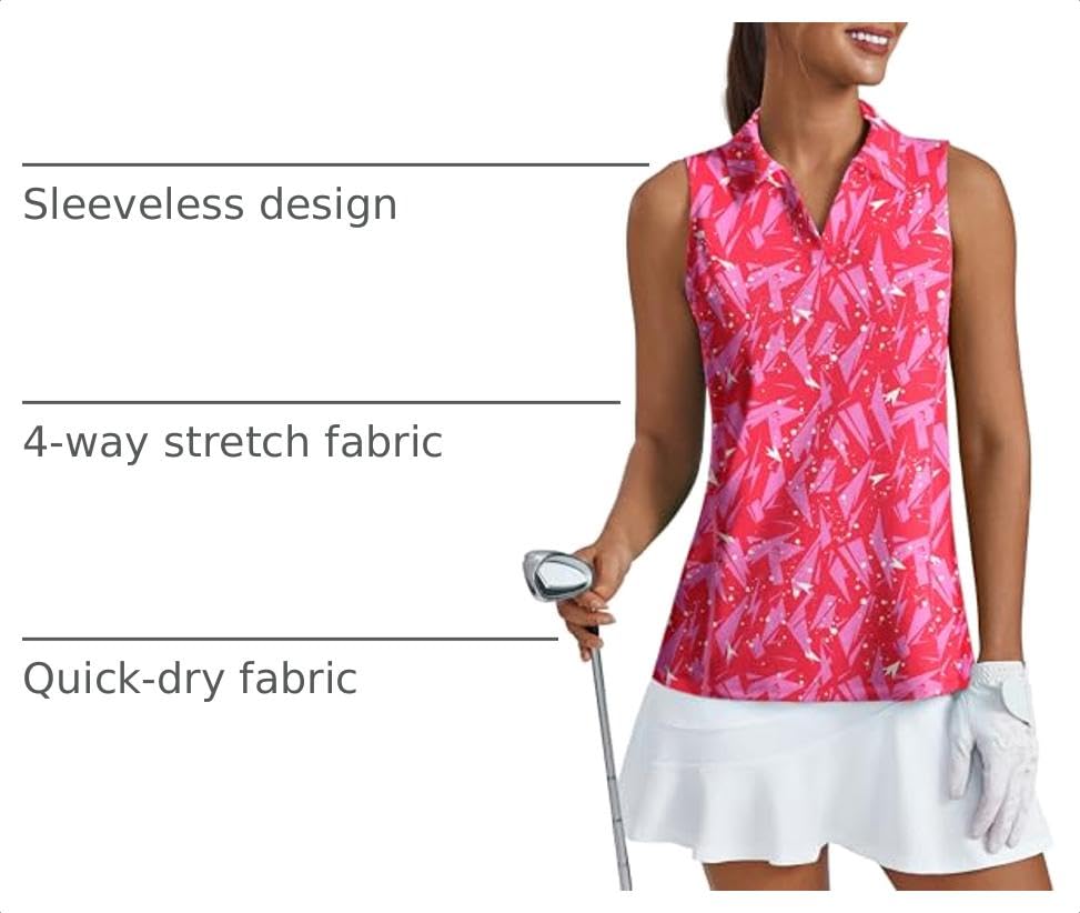 PINSPARK Sleeveless V-Neck Golf Tank