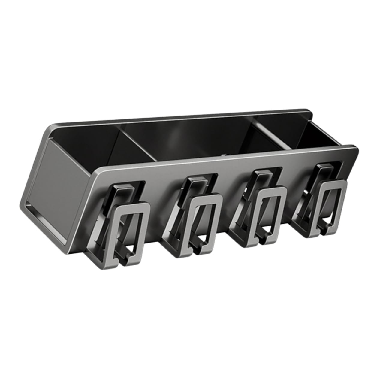 POPETPOP Porta Spazzolini da Muro in Alluminio Spaziale senza Fori Supporto per Bicchiere e Rasoi, Design Moderno e Semplice per Bagno Piastrelle in Ceramica o Vetro